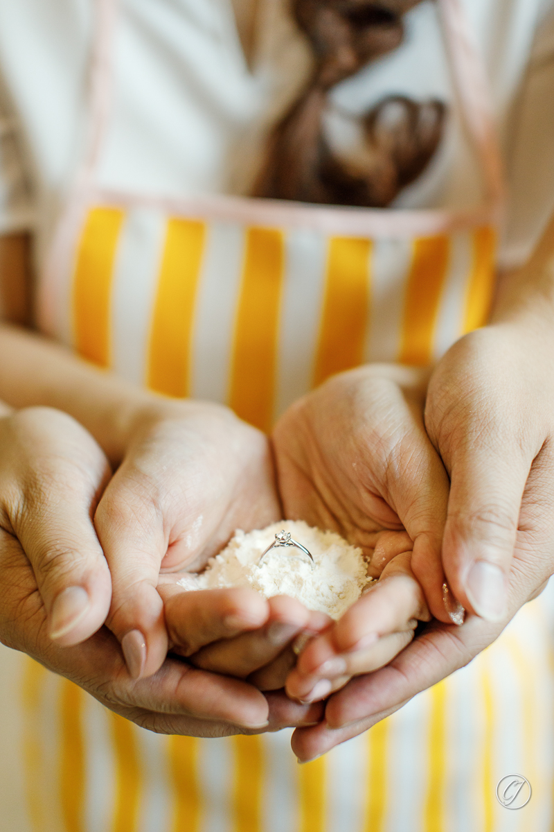 Baking session couple portrait in kitchen