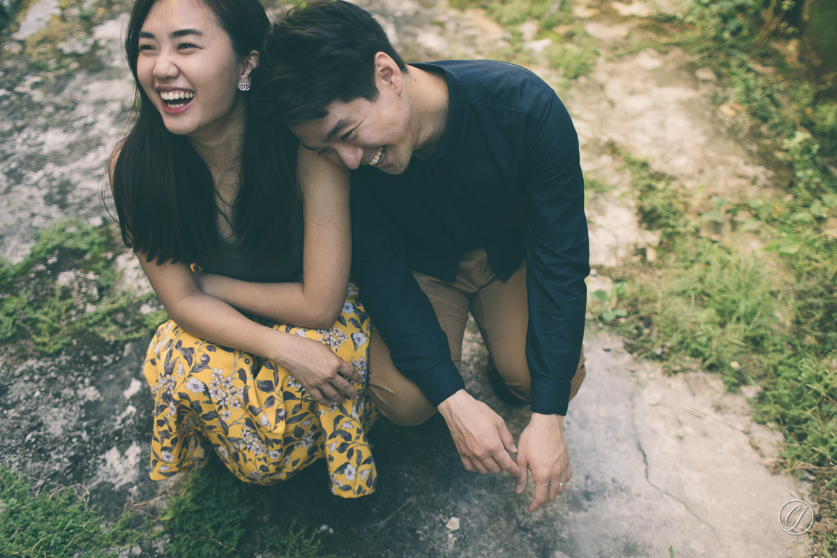 Beloved and fun couple portrait at the backlane Jalan Bunga Raya