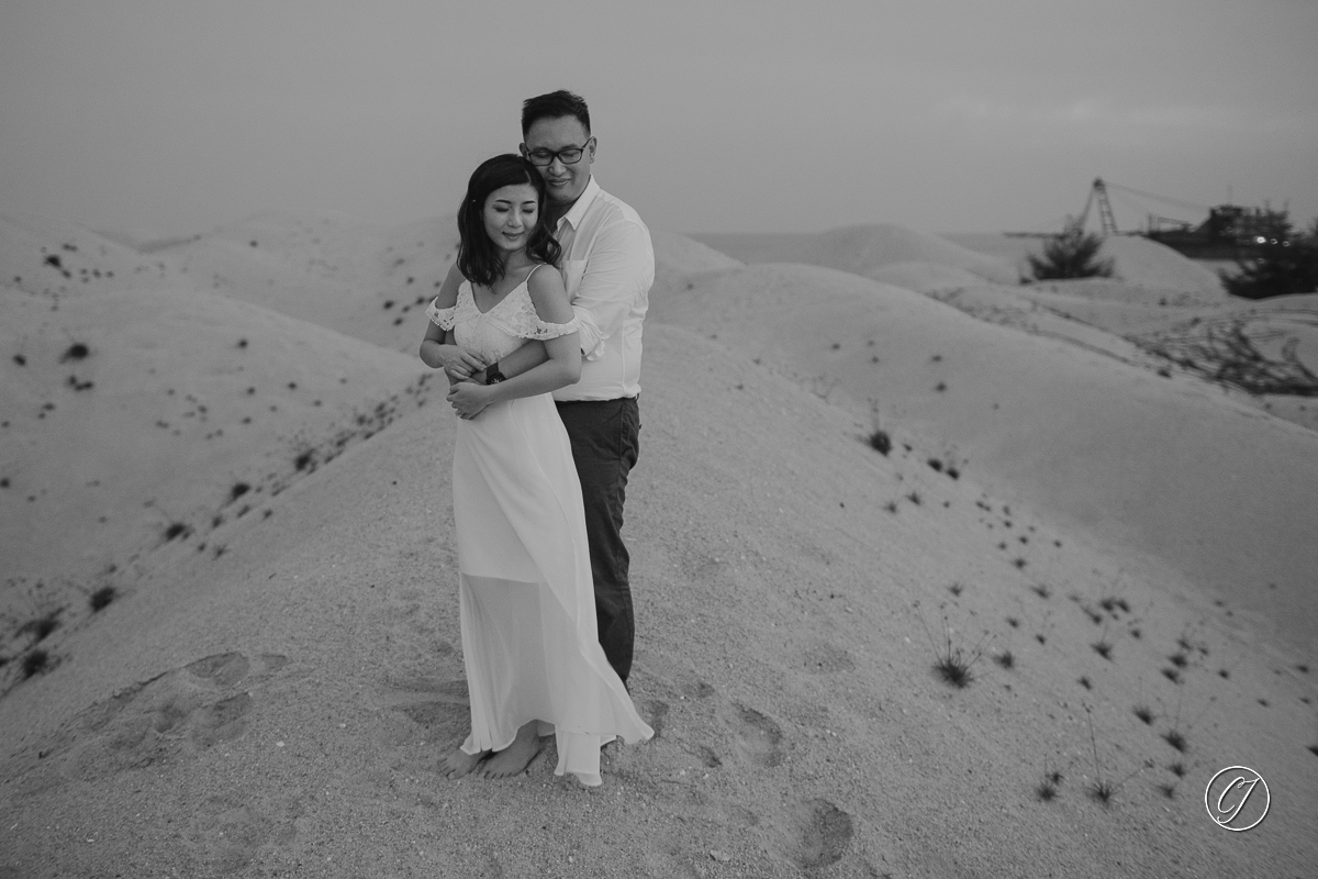 After sunset with couple at Klebang Sand Dunes, calm and quiet moment