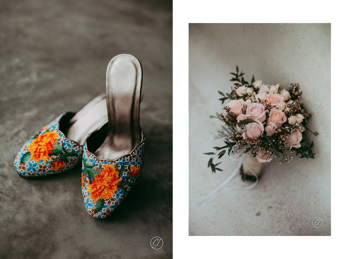 Kasut manik or beaded shoes wore on wedding