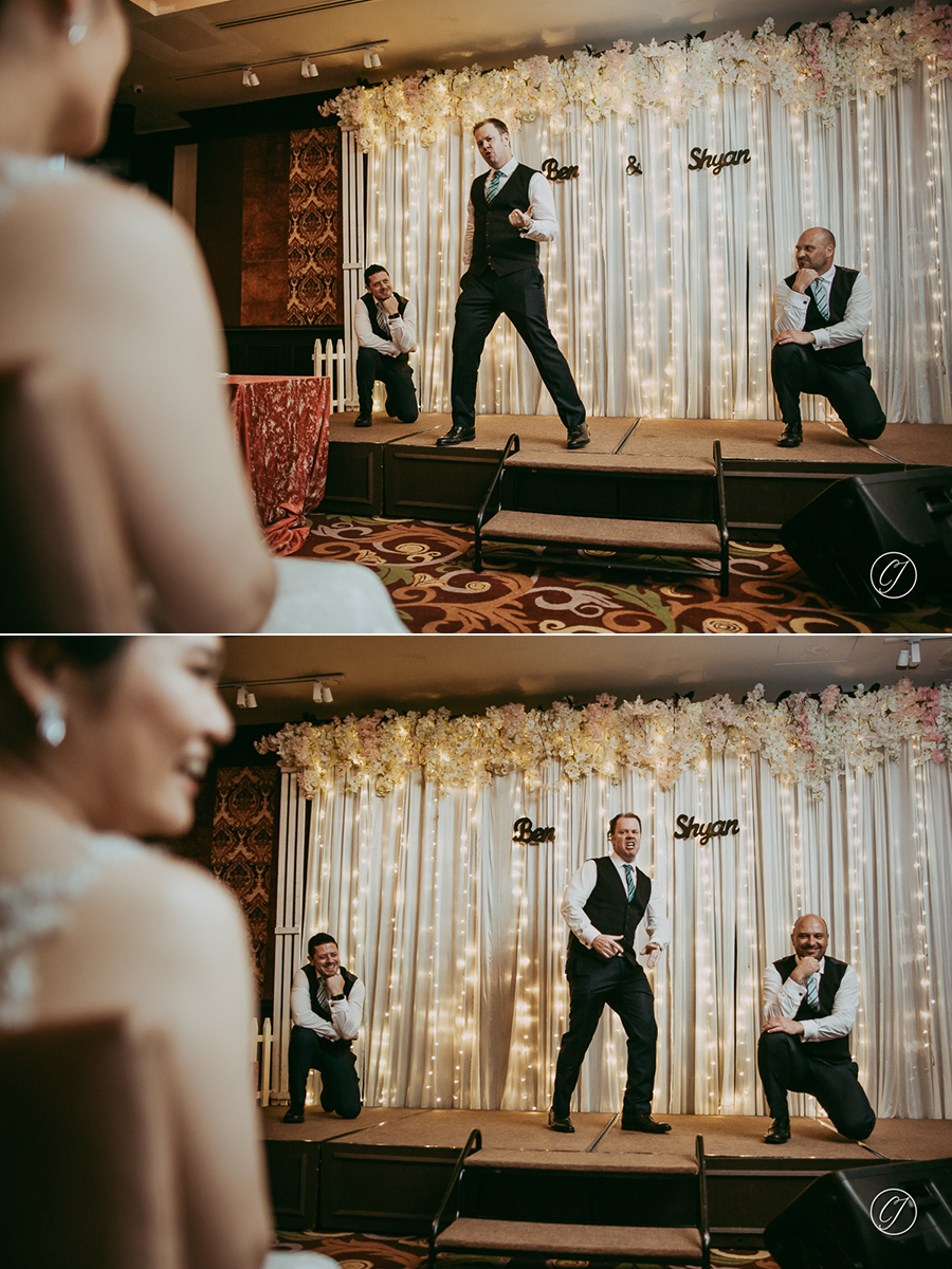 Wedding dance performance by groom and groomsmen