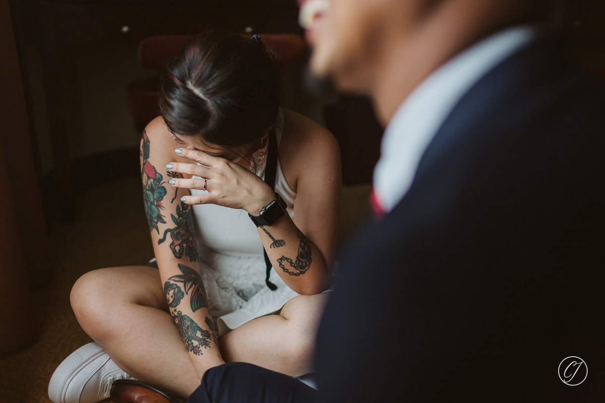 Bride with tattoo, beloved portrait