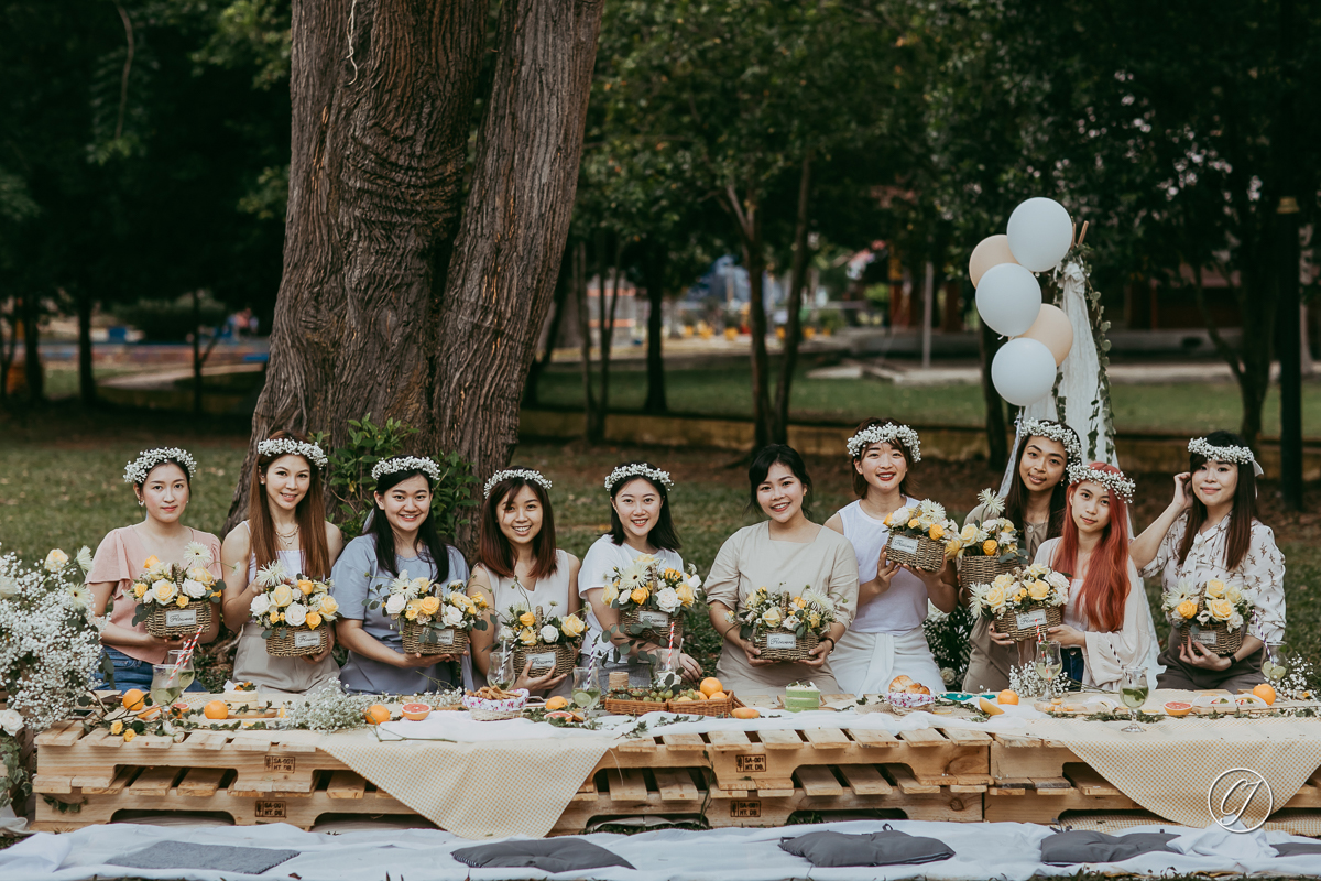 Outdoor floristry and picnic at lakeside of Ayer Keroh Lake of Melaka